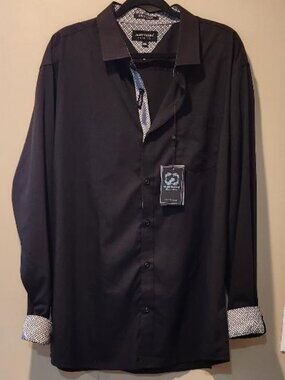 Alex Vando Premium Black Long Sleeve Dress Shirt Mens XXL